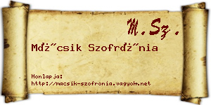 Mácsik Szofrónia névjegykártya