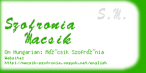 szofronia macsik business card